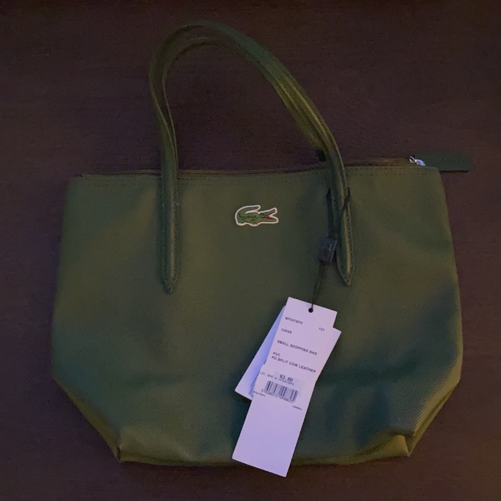 GREEN SPLIT COW LEATHER LACOSTE BAG
